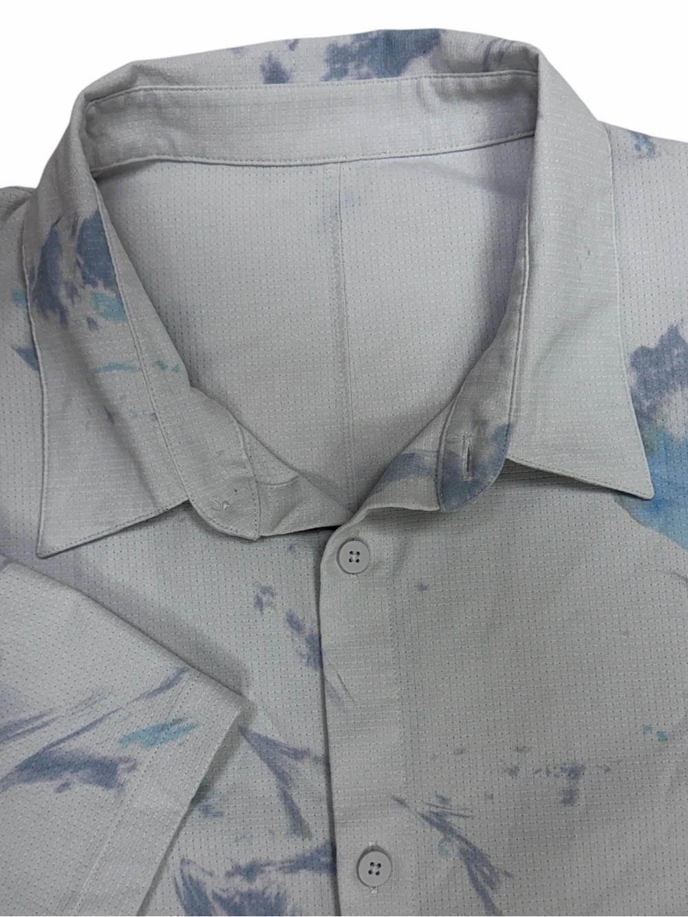 Lululemon Shirt Mens XXL White Airing Easy Short Sleeve Button Abstract Camp 2XL